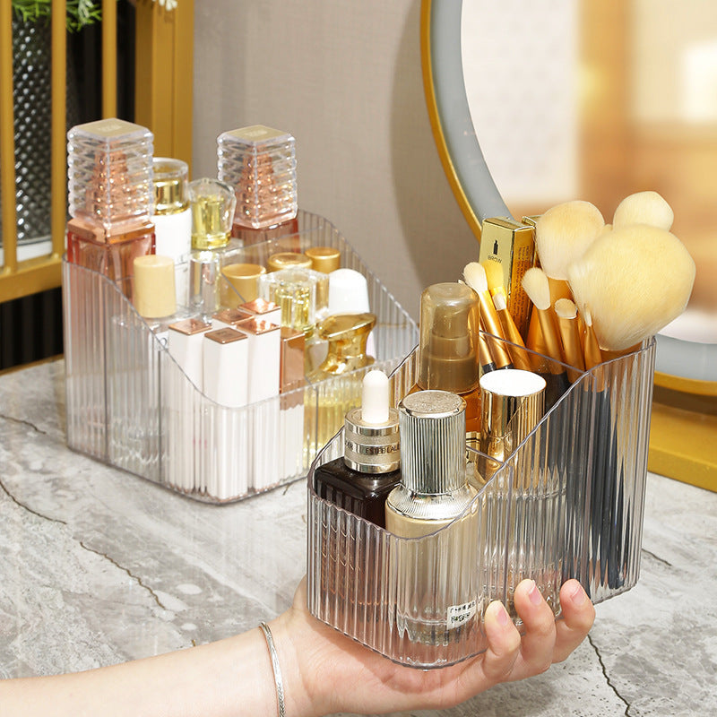 side view of makeup organiser with tools
