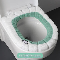 Blue toilet seat cover made with soft material