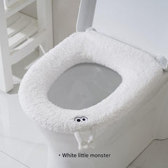 Plush thickened O-shaped toilet seat cover in grey