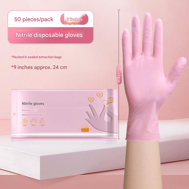 Close-up of washable nitrile gloves for home cleaning