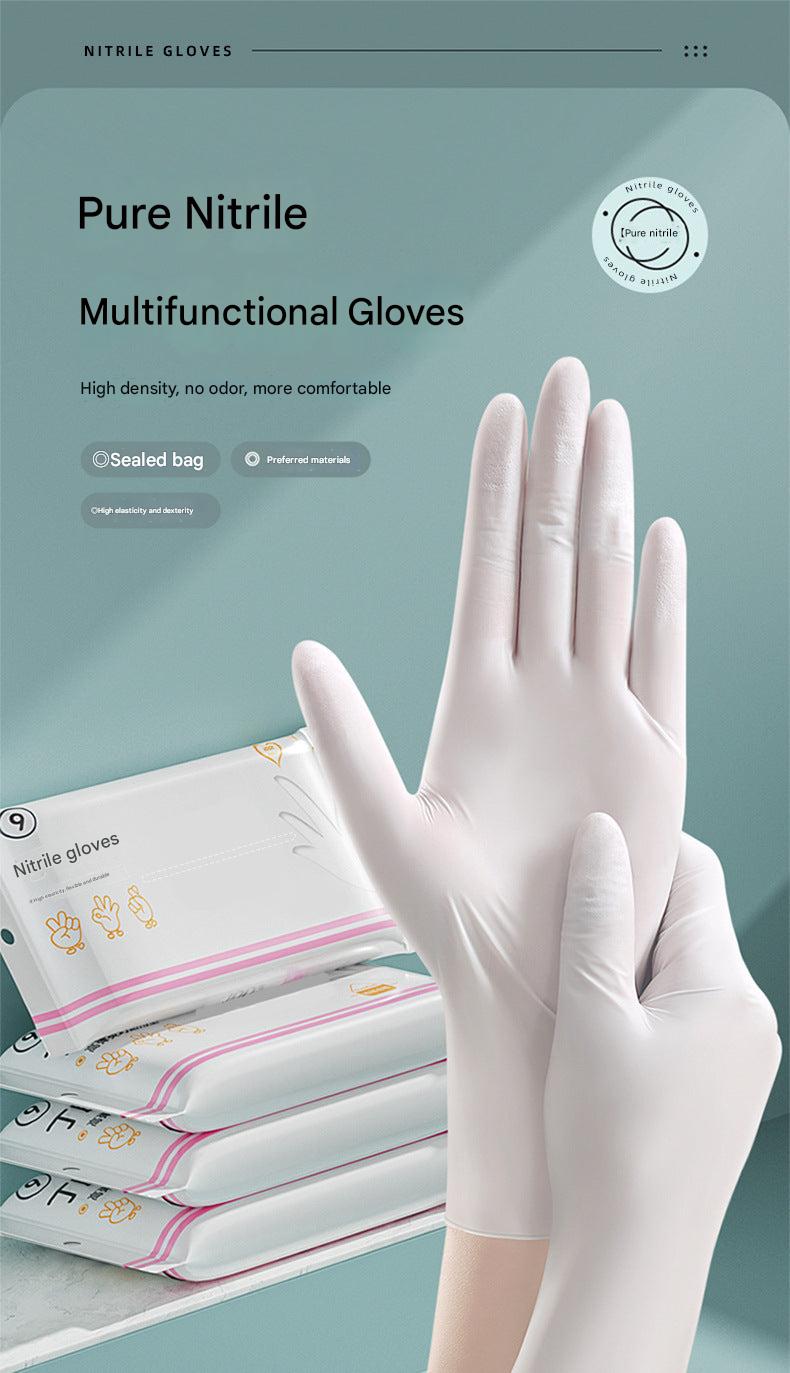 Premium nitrile dishwashing gloves in pink and white