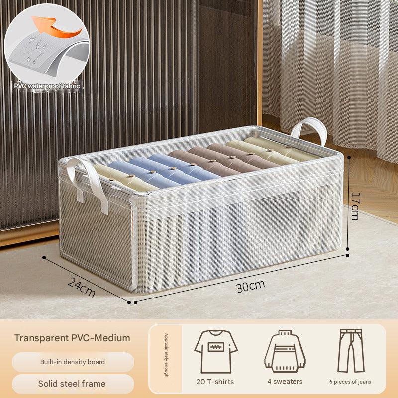 Collapsible fabric storage box in khaki colour