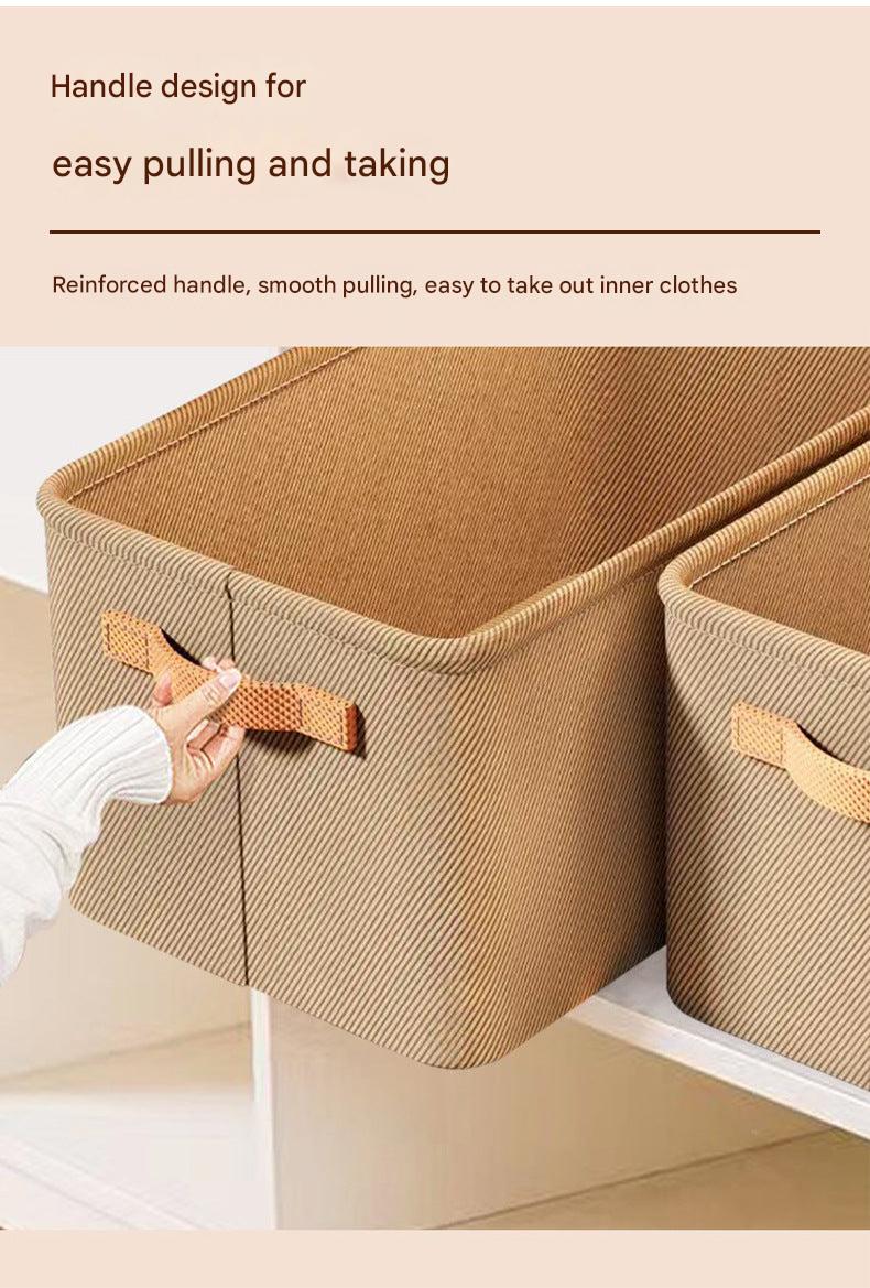 Modern fabric storage bin in stylish interior setting