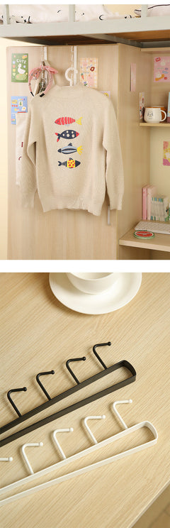 Modern iron hook rack showcasing various items hung