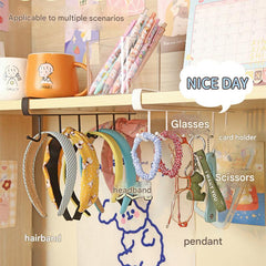 Modern iron hook rack showcasing various items hung