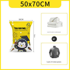 Vacuum storage bag with clothing in it