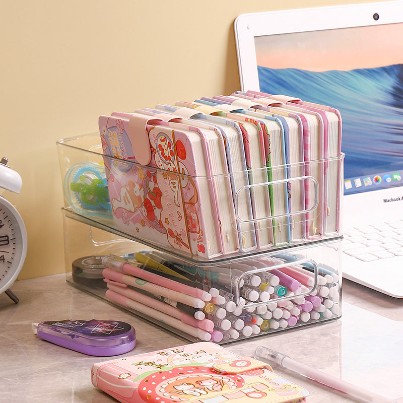 Stackable Transparent Desktop Organizer Organising Stationery