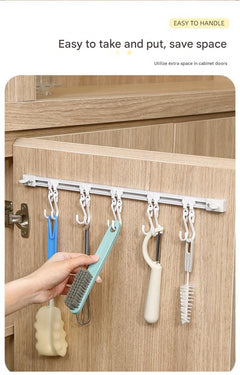 Sliding rail with S-hooks for kitchen storage
