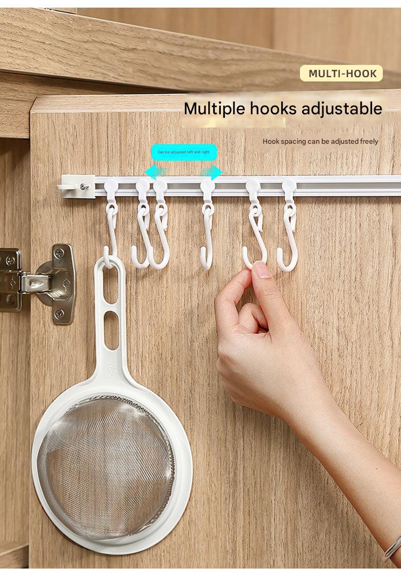 Close view of S-hooks on hanging rack