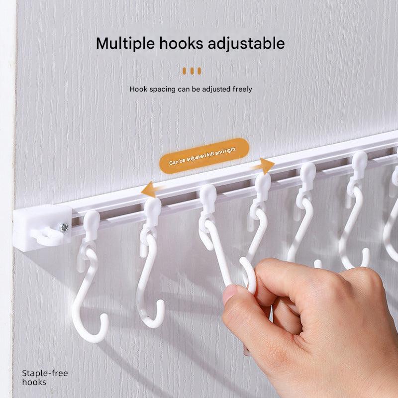 Close view of S-hooks on hanging rack