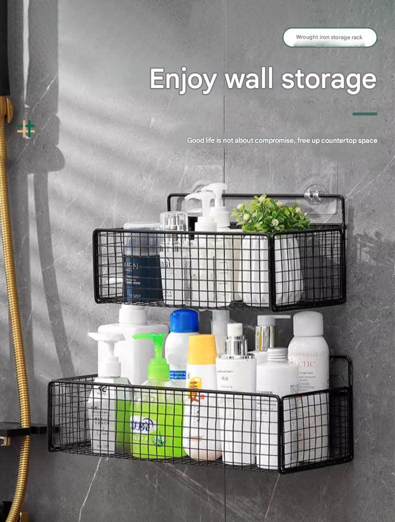 adhesive bathroom shelf in black colour