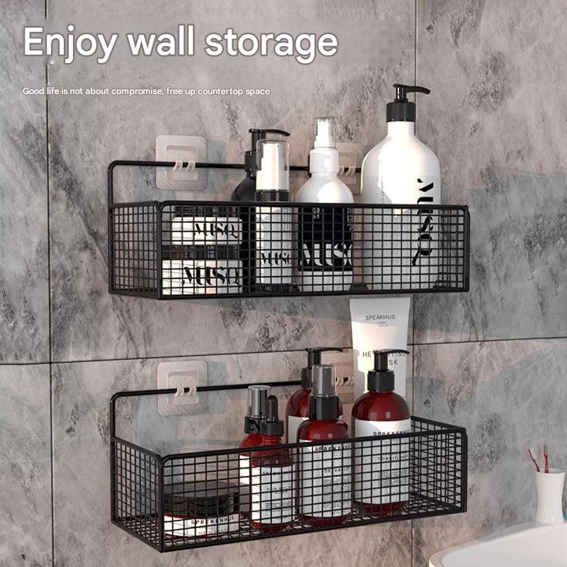 adhesive bathroom shelf in black colour