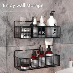 adhesive bathroom shelf in black colour