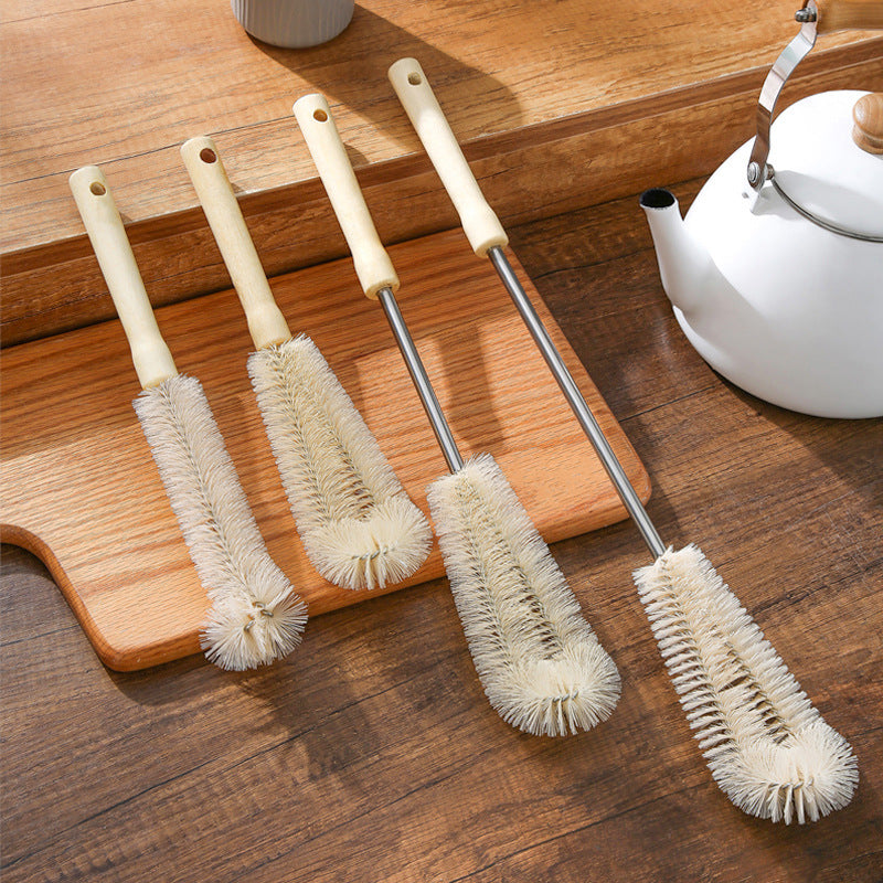 Close-up of cleaning brush with stiff fibers