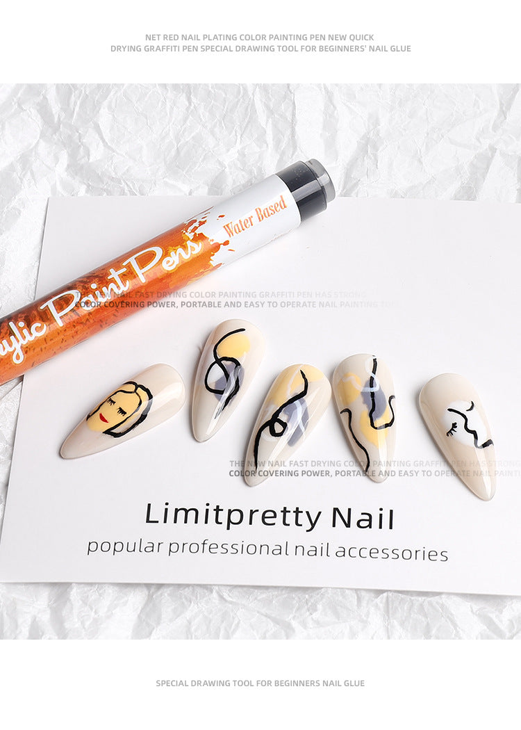 Close-up of orange gradient French manicure pen