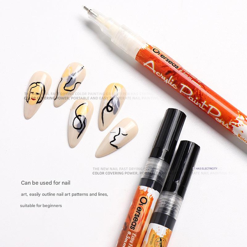 Close-up of orange gradient French manicure pen