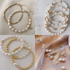 close-up of imitation pearl beads for crafts