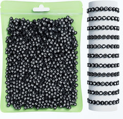 Acrylic letter beads arranged in a pattern