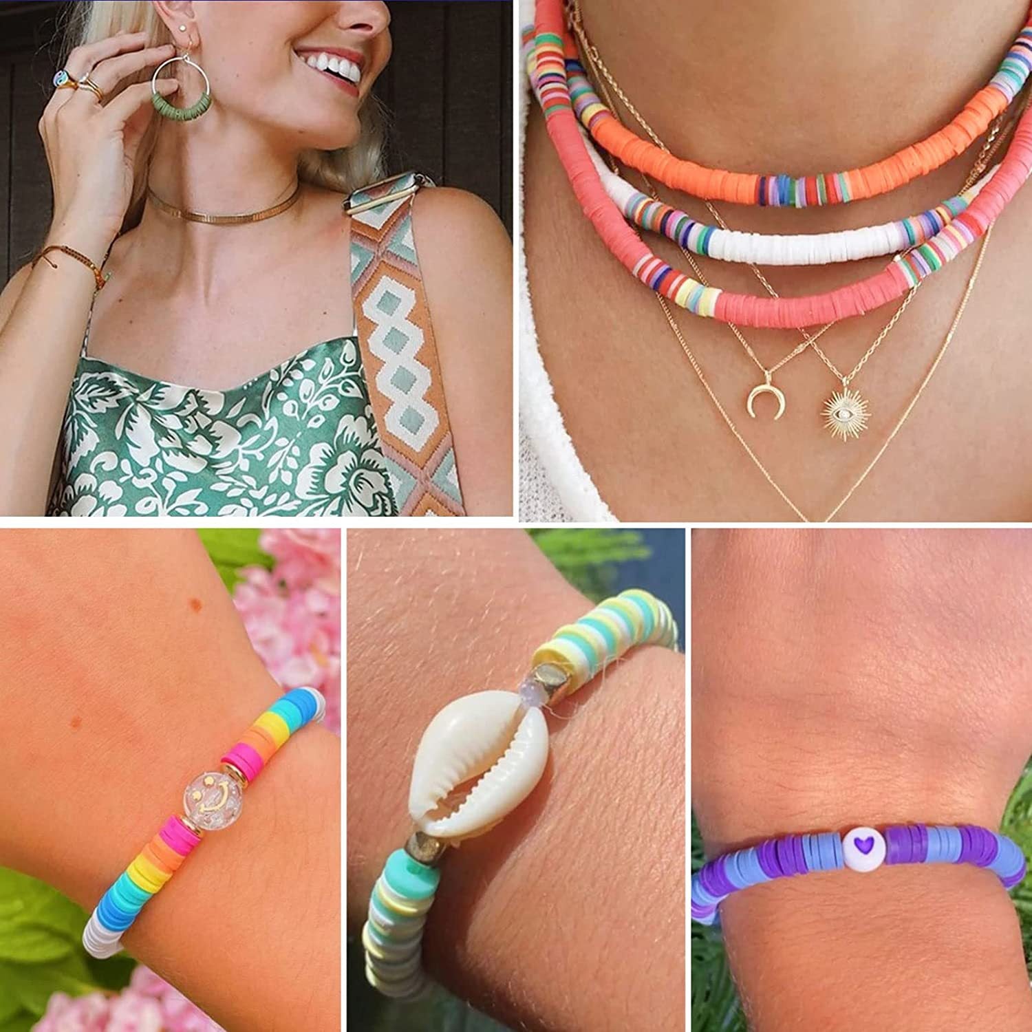 Different patterns of clay beads for jewellery making