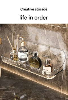 Full view of modern acrylic toilet storage