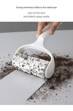 Using a lint roller on clothing