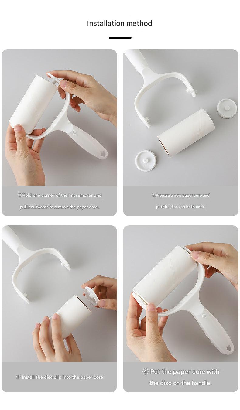 Stylish lint roller close-up on shelves