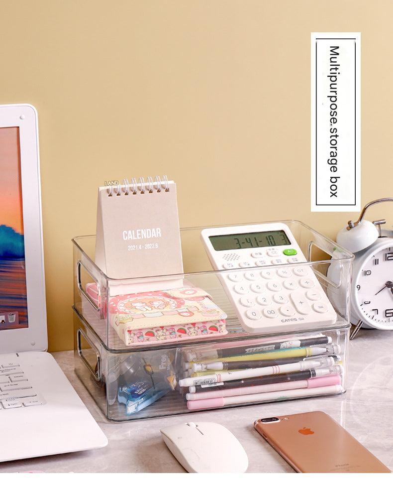 Stackable transparent organiser box for cosmetics