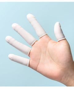 Latex finger cots showing flexibility and comfort fit