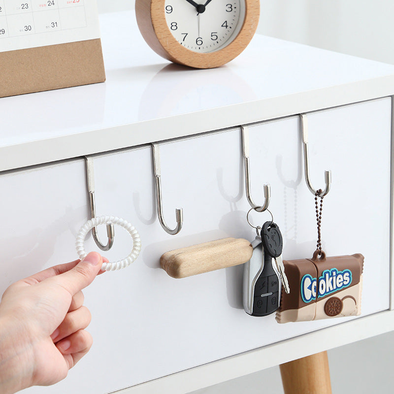 Close-up of double S-hooks for home storage