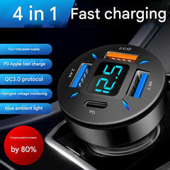 4-port USB car charger side view