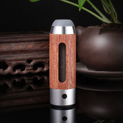 Wooden car ashtray with lid in walnut finish