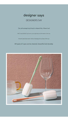 Multifunctional long-handle sponge brush with green handle