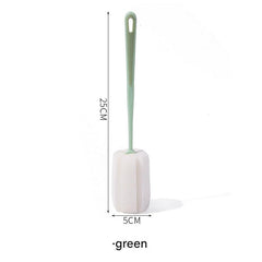Different colours of long-handle sponge brushes displayed