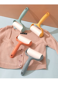 User demonstrating Lint Roller effectiveness