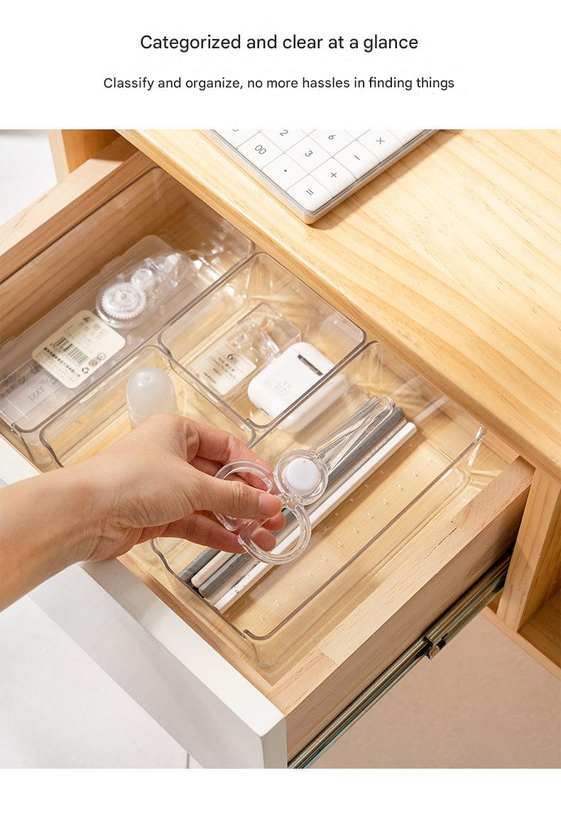 clear drawer storage box with compartments