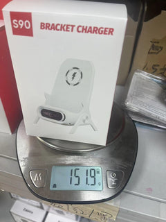 Wireless phone charger with lazy arm holder in use