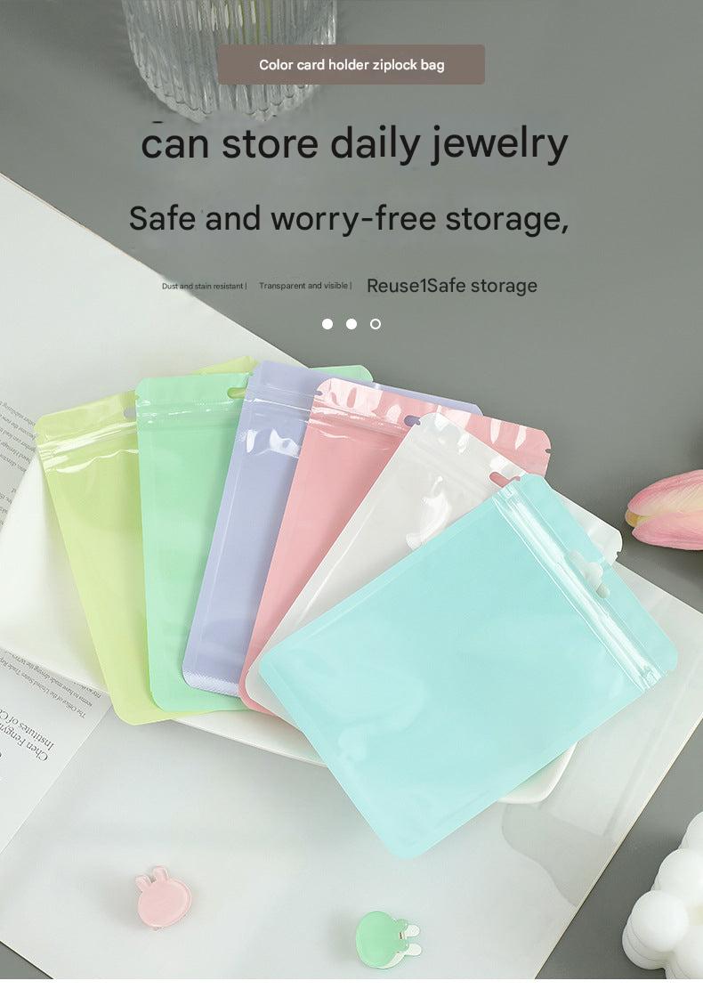 close-up of macaron PVC self-seal bag