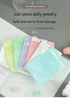 close-up of macaron PVC self-seal bag