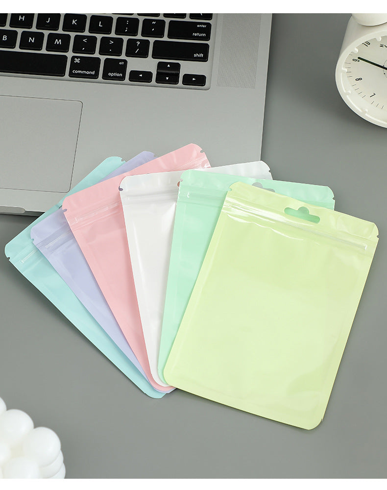 macaron coloured self-seal bag displayed on white background
