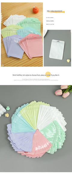 close-up of macaron PVC self-seal bag