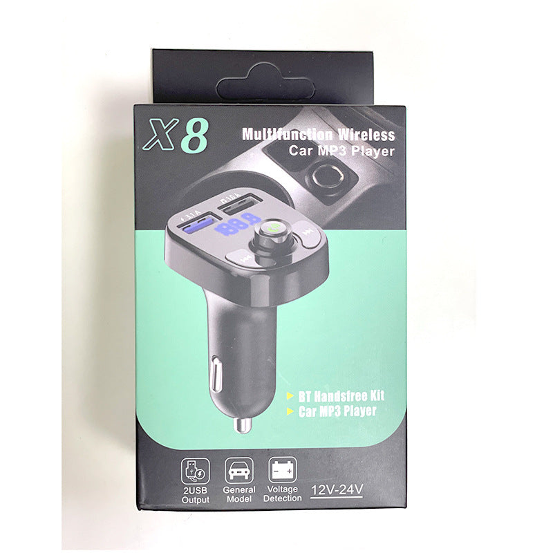 X8 branded car Bluetooth adapter on display