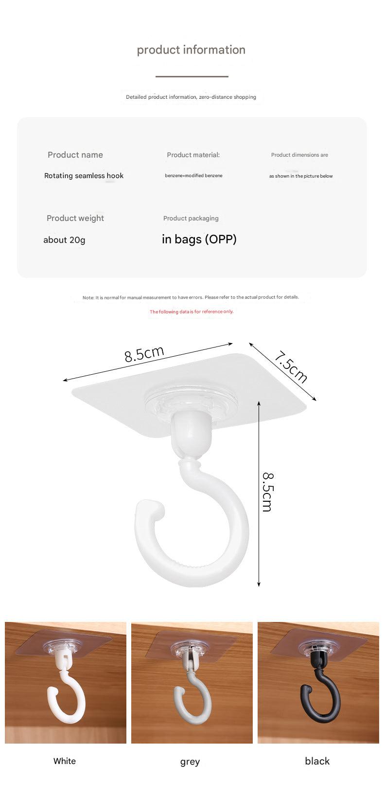 360-degree rotating adhesive wall hook in use