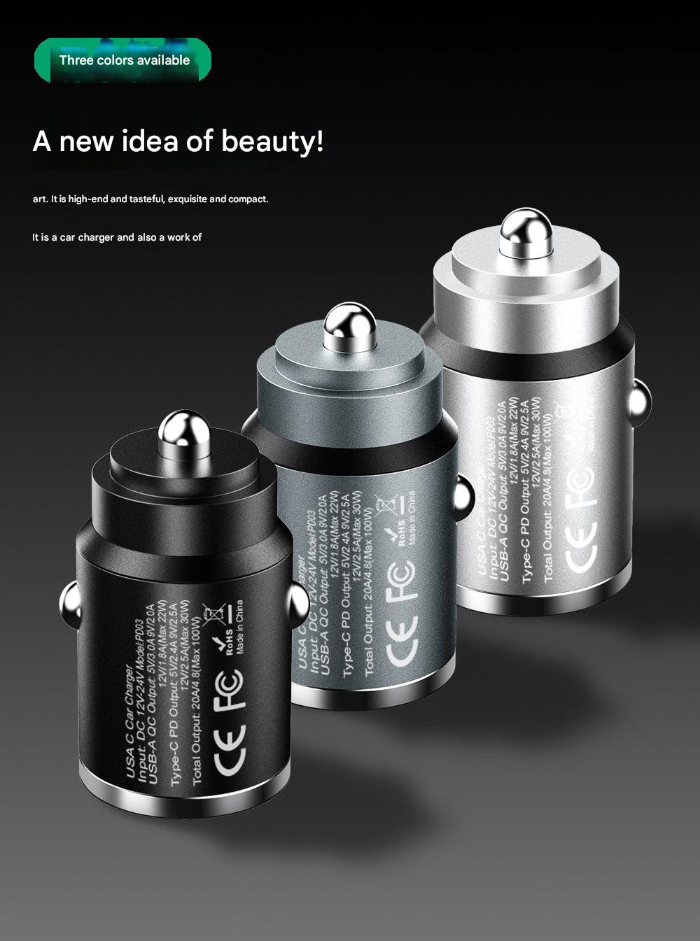 Detailed view of dual port car charger