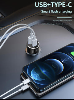Image of compact 30W USB car charger with dual ports