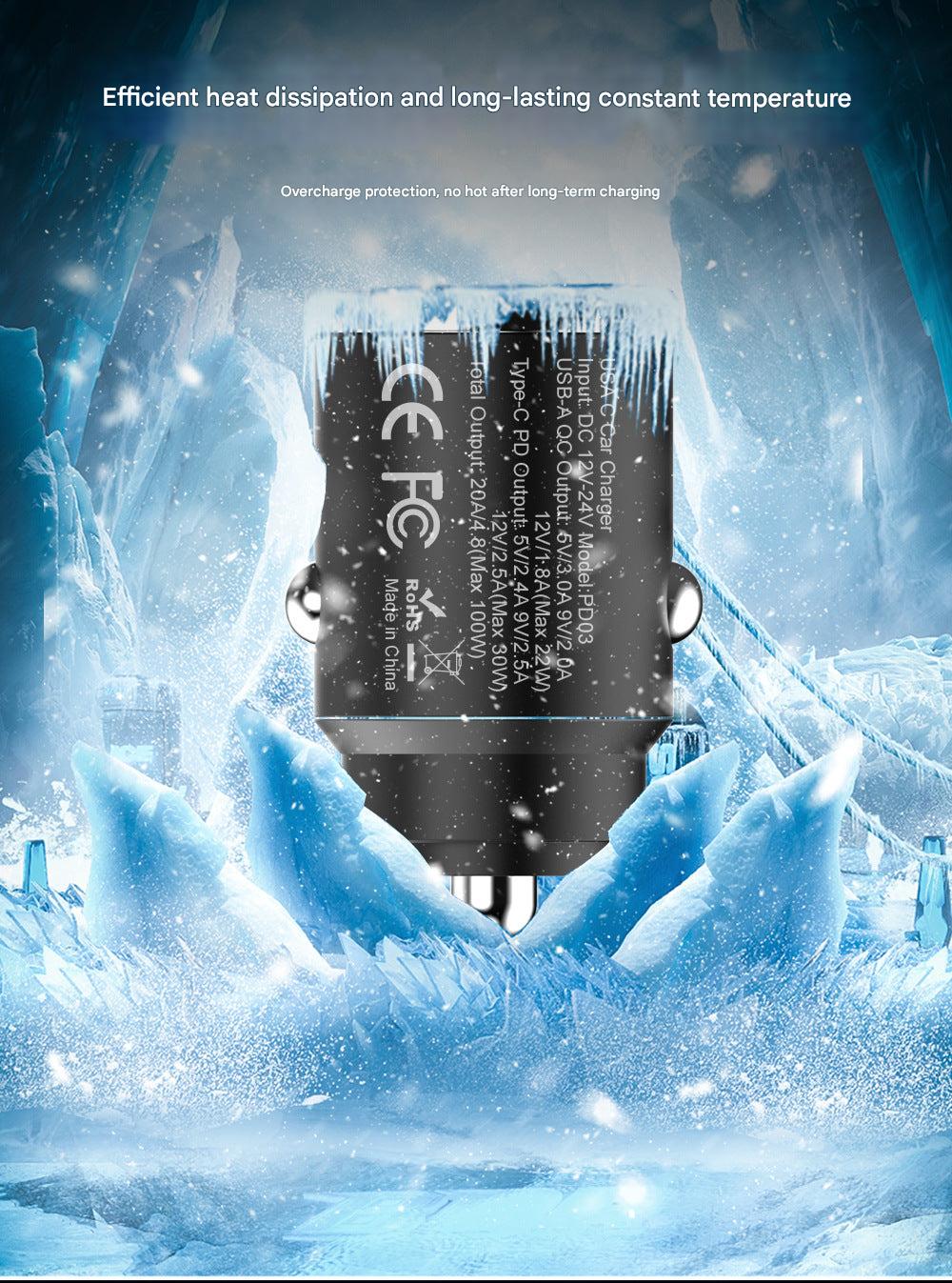 Close-up view of fast charging car charger design