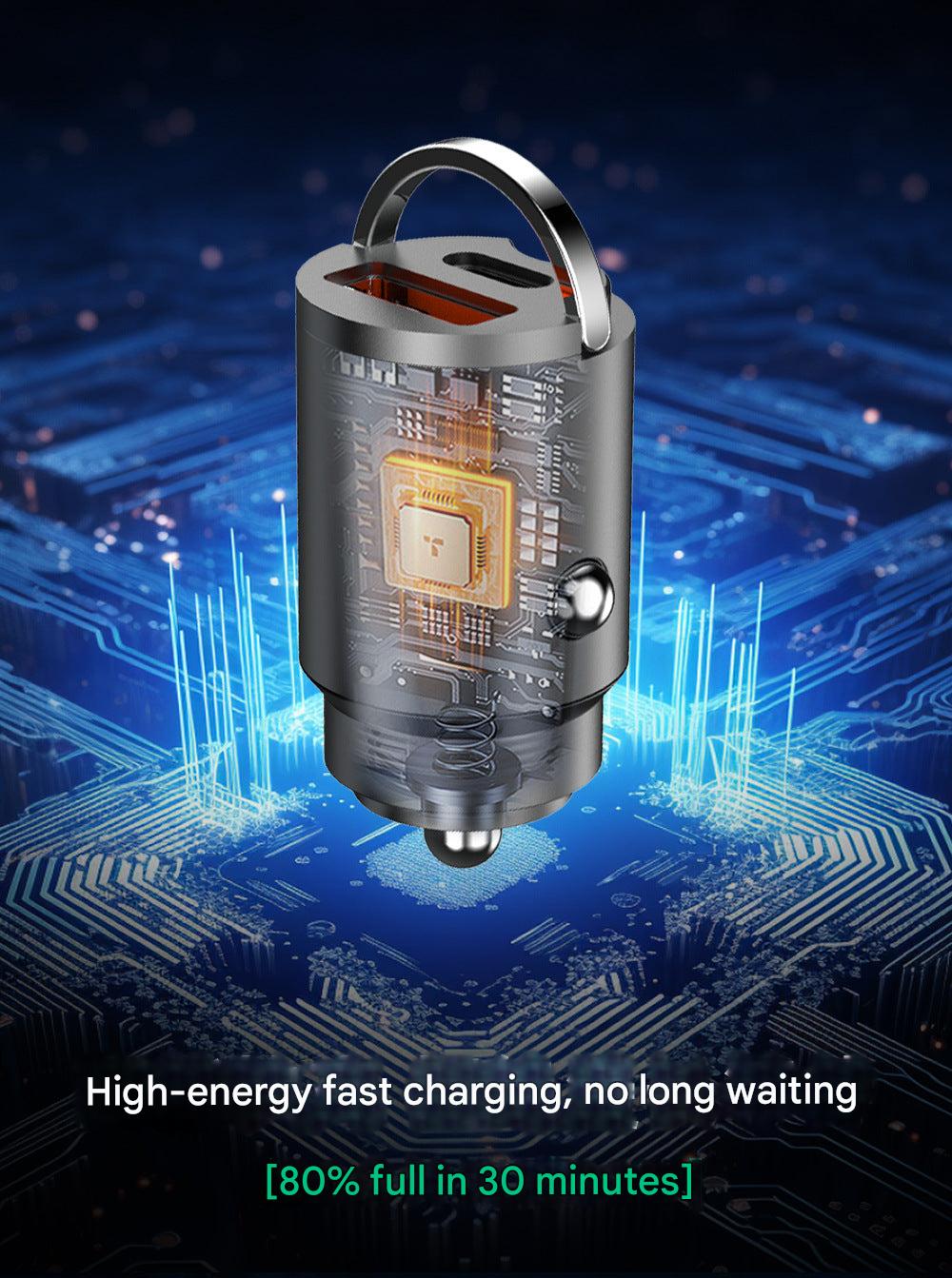 30W USB car charger with Type-C and USB compatibility