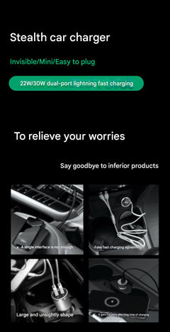 Charger fitting into car cigarette lighter