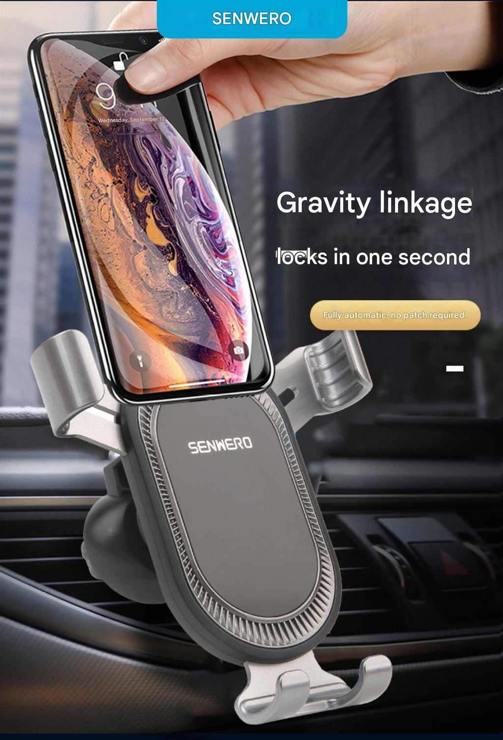 Stability demonstration of air vent phone holder