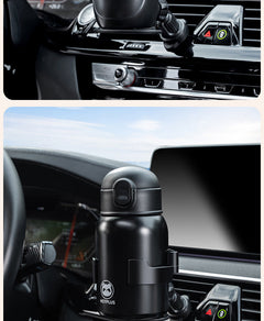 Universal fit car drink holder displayed in a car