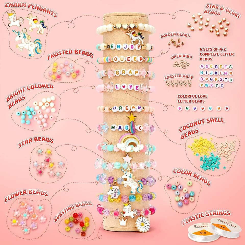 Variety of beads for crafting bracelets